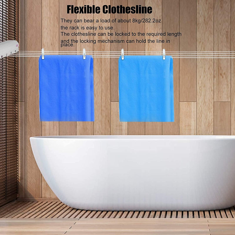 5-Line Retractable Clothesline Wall Mounted Laundry Laundry Washing Line Dryer Drying Line - AABA MALL