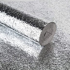 Aluminum Sticker (60cm x 200cm) for Kitchen Cabinet Wallpaper Countertop Stovetop Oil Proof Waterproof Wall Protector - AABA MALL