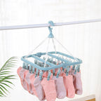 8 Clips / 16 Clips Rectangle Clothes Hanger | Windproof Drying Rack with Strong Hanger Clips | Socks, Underwear, Towels & Laundry Dryer Organizer - AABA MALL