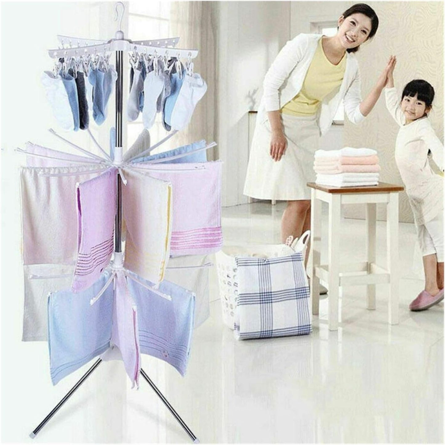 3-Tier Multifunctional Foldable Clothes Drying Rack & Hanger