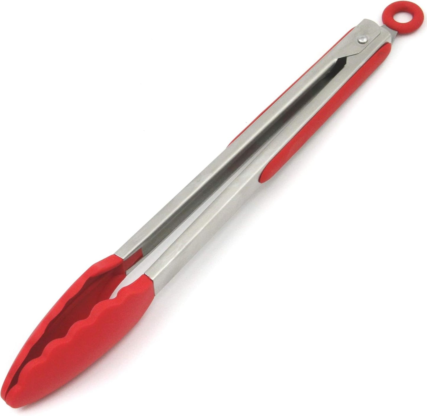 9.5" Stainless Steel Cooking Tongs with Silicone Tips | Heat-Resistant Metal Tongs with Non-Slip Rubber Grips