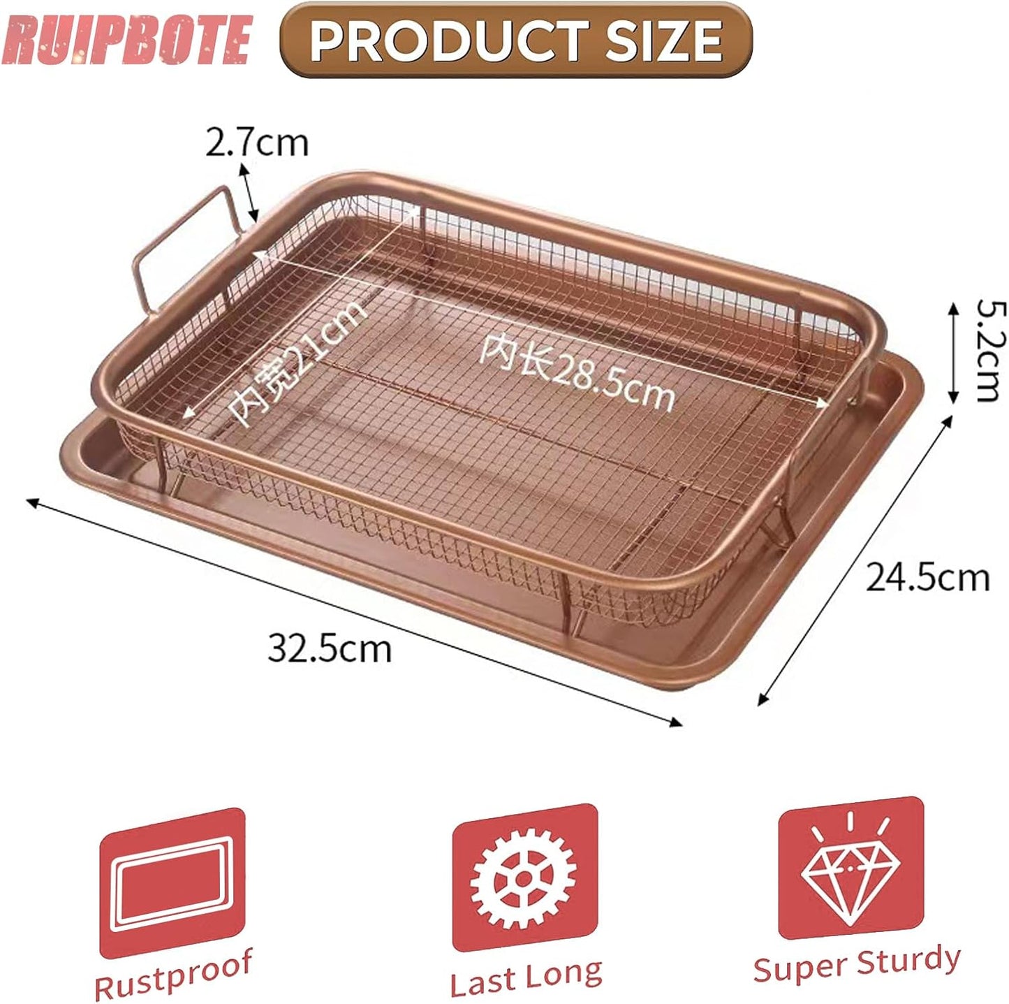 Stainless Steel Baking Tray with Cooling Rack | Grill Basket & Grid for Baking, Grilling & Cooling
