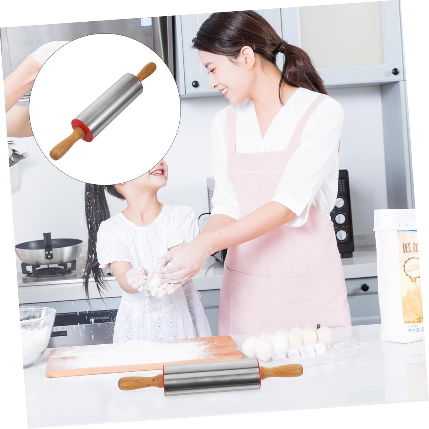 Stainless Steel Rolling Pin (Belan) – Heavy Duty Non-Stick Roller for Roti, Dough, Cake, Pastry, Pizza & Fondant - AABA MALL