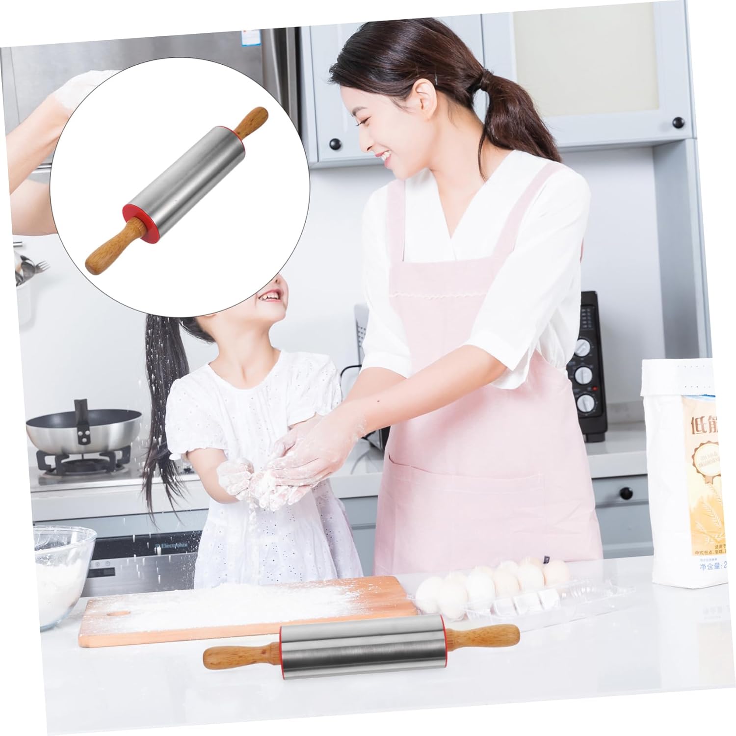 Stainless Steel Rolling Pin (Belan) – Heavy Duty Non-Stick Roller for Roti, Dough, Cake, Pastry, Pizza & Fondant - AABA MALL