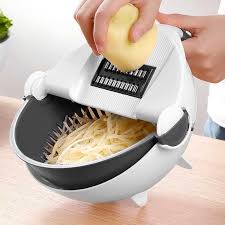 Vegetable Cutter with Drain Basket, Multifunctional Vegetable Mandoline Slicer Rotate Vegetable Chopper Graters, Kitchen Food Slicer Salad Machine Kitchen Tool