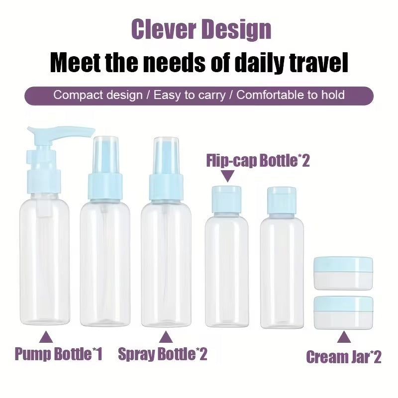 Portable travel 7 pcs cosmetic bottle set