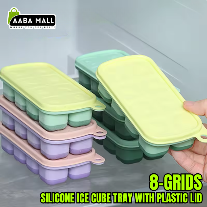8 Grids Silicone Ice Cube Tray | Food-Grade Baby Ice Pack Mold | Reusable Gelatin & Cocktail Mold for Summer Drinks & Desserts - AABA MALL