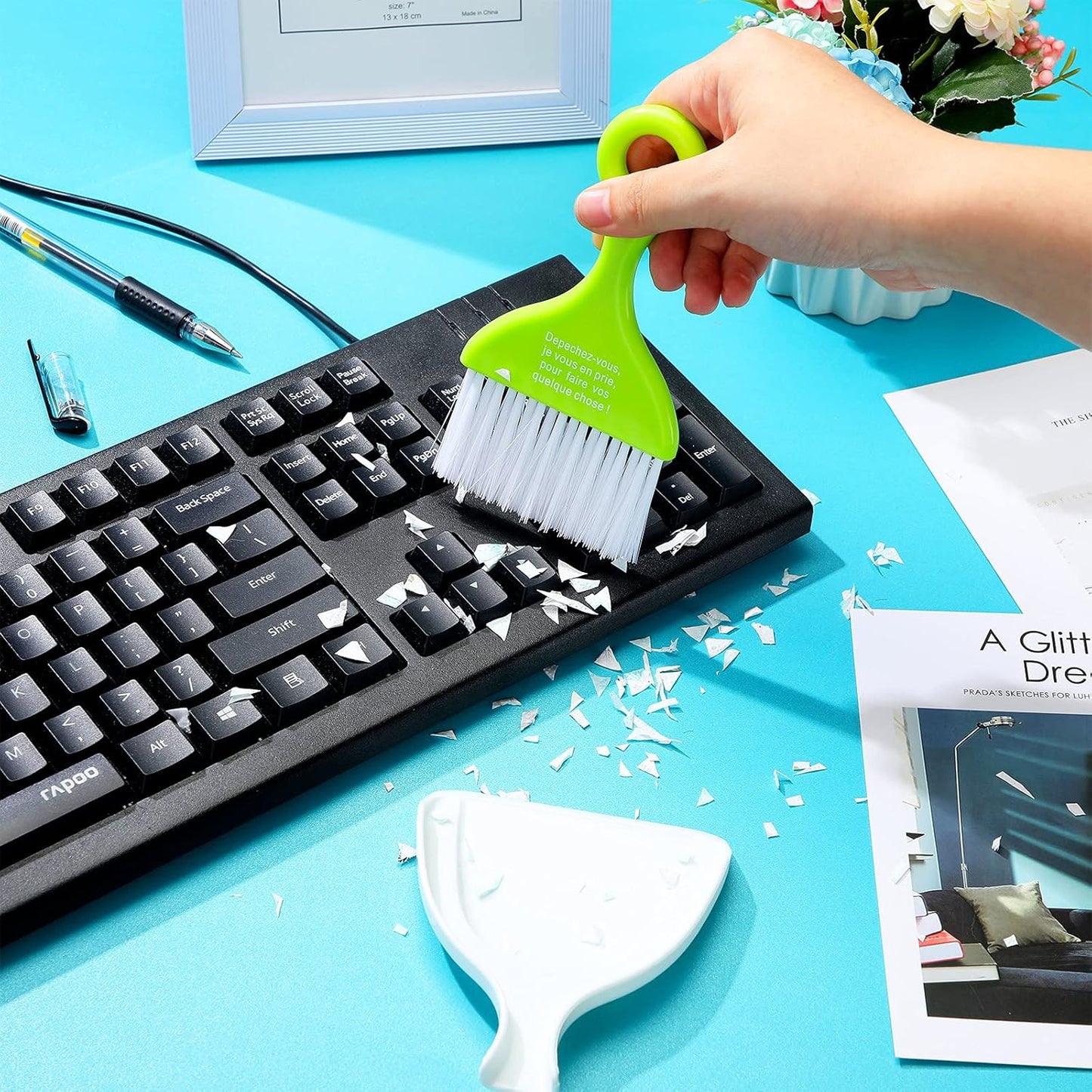 Mini Dustpan and Brush Set | Hand Broom and Dust Pan for Cleaning Table Countertop Keyboard