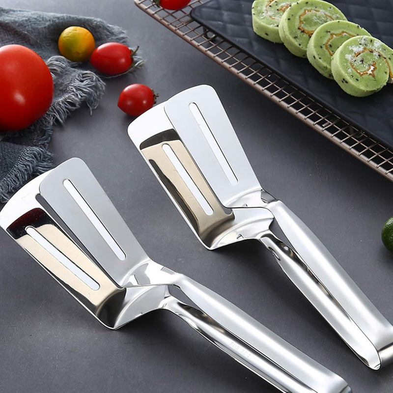 Double-Sided Spatula Tong Chimta for Cooking | Stainless Steel Flipping Turner with Lock for Easy Storage - AABA MALL