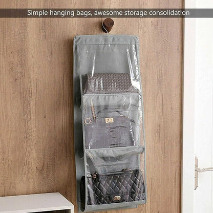 6-Pocket Reversible Hanging Organizer | Closet Hanging Tote with Dual-Sided Storage for Garments, Pants, Accessories & More