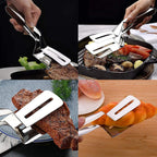Double-Sided Spatula Tong Chimta for Cooking | Stainless Steel Flipping Turner with Lock for Easy Storage - AABA MALL