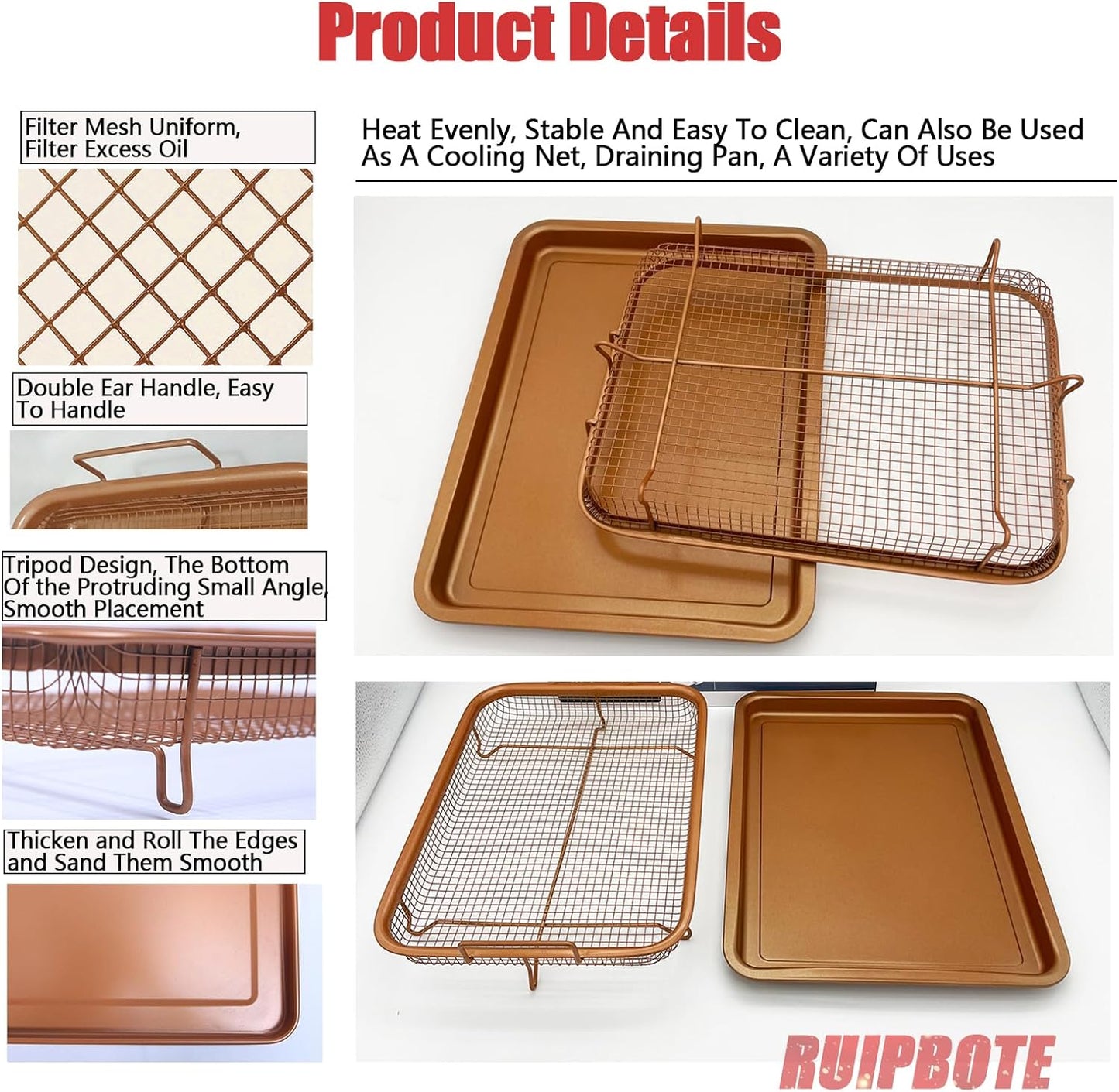 Stainless Steel Baking Tray with Cooling Rack | Grill Basket & Grid for Baking, Grilling & Cooling