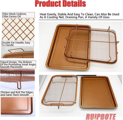 Stainless Steel Baking Tray with Cooling Rack | Grill Basket & Grid for Baking, Grilling & Cooling