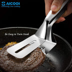 Double-Sided Spatula Tong Chimta for Cooking | Stainless Steel Flipping Turner with Lock for Easy Storage - AABA MALL