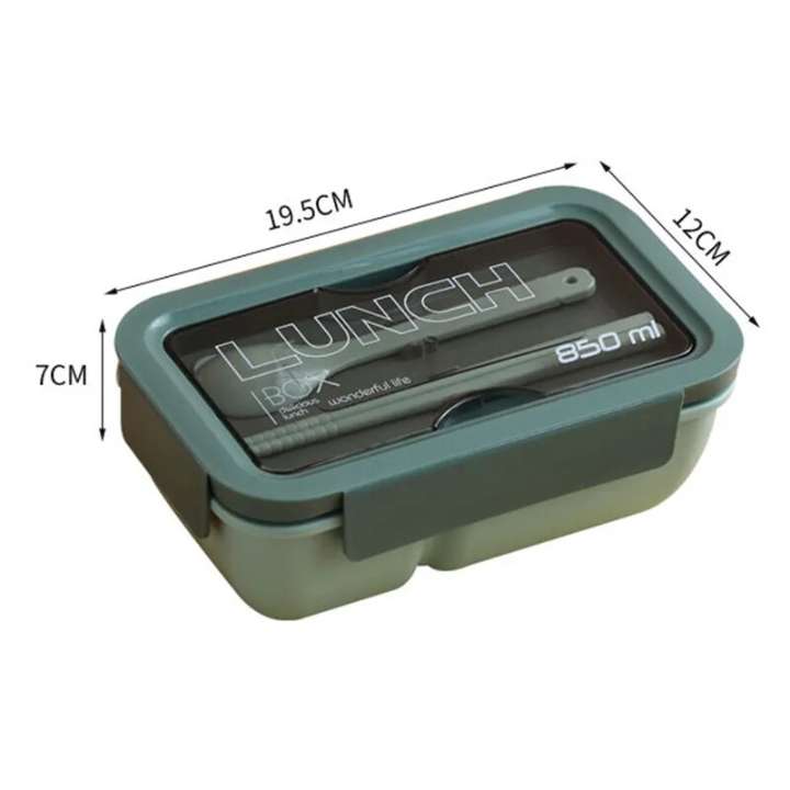 850ml Eco-Friendly Food Grade Plastic Bento Lunch Box with Spoon & Stick | Leakproof Portable Lunch Container