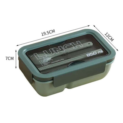 850ml Eco-Friendly Food Grade Plastic Bento Lunch Box with Spoon & Stick | Leakproof Portable Lunch Container