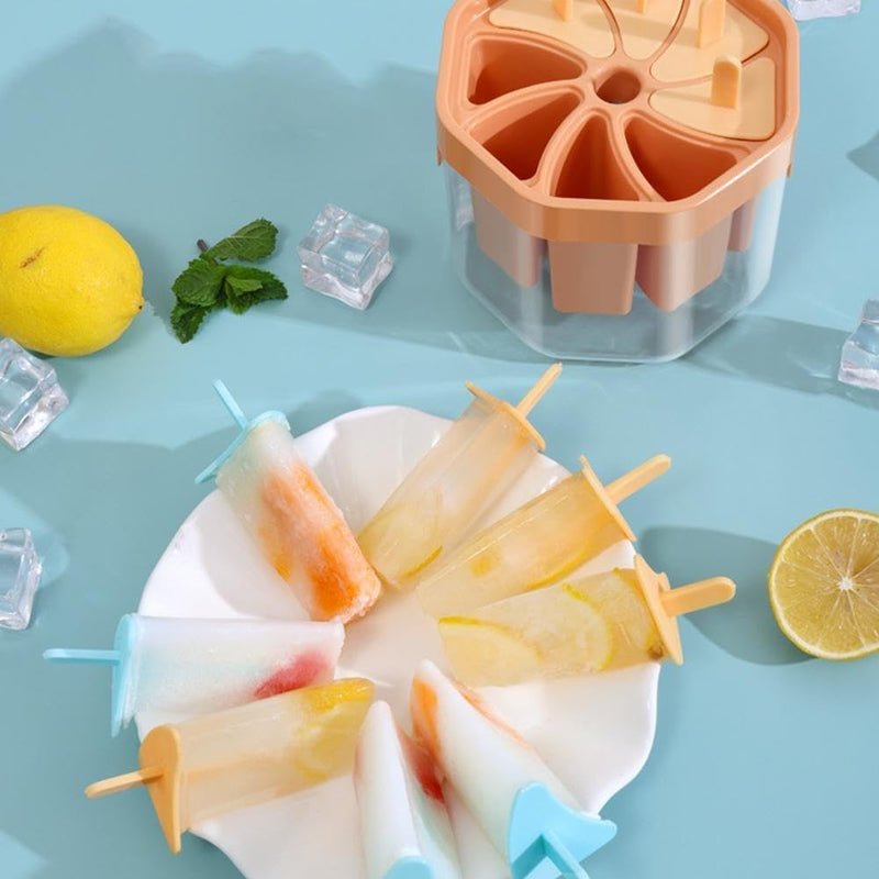 8-Piece Reusable Popsicle Molds Set with Sticks - Easy Release Ice Pop Maker for Homemade Frozen Treats, Includes Tiny Tray, Spoons & Tongs