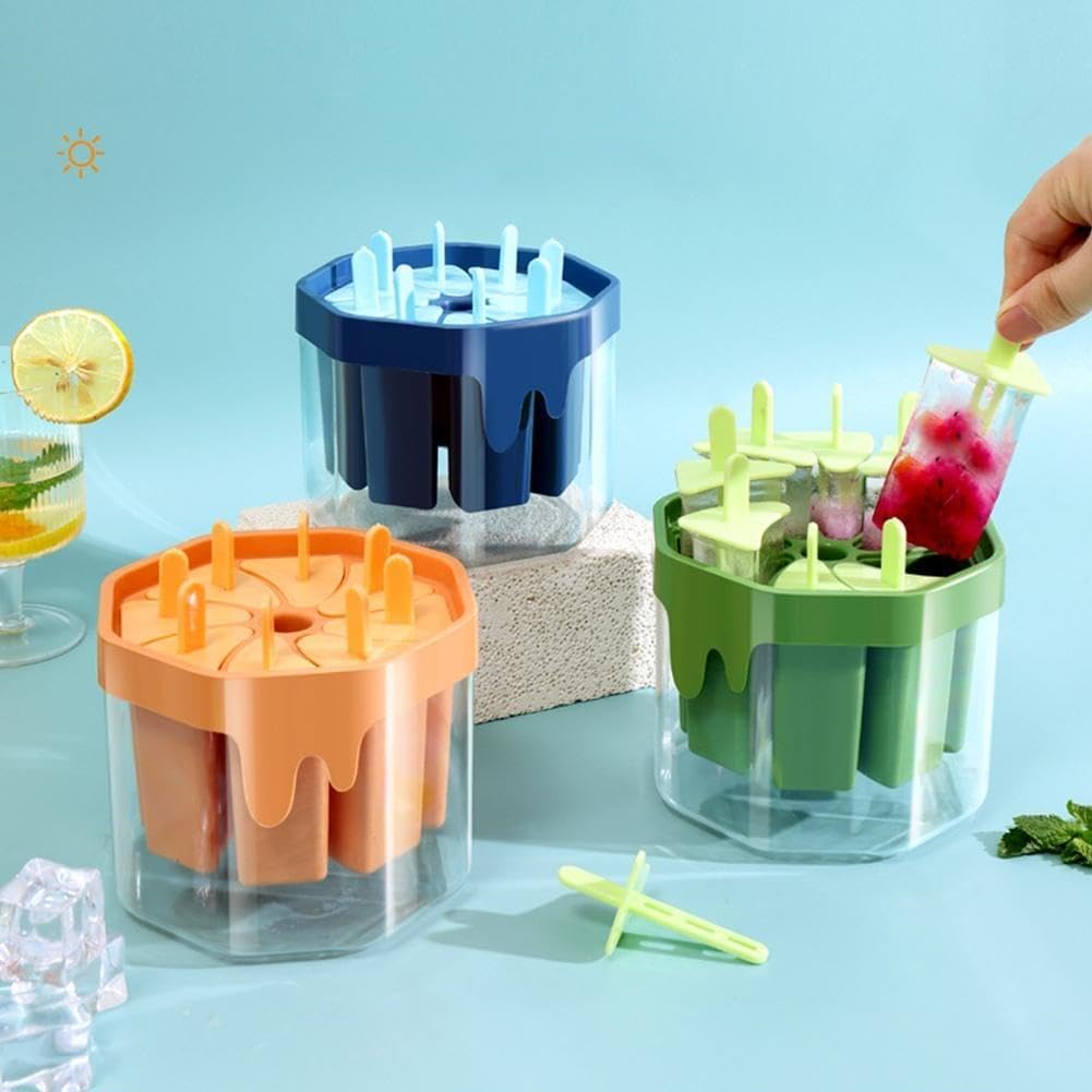 8-Piece Reusable Popsicle Molds Set with Sticks