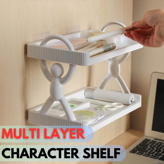 wall mounted shelf, multi-layer shelf, kitchen storage rack, bathroom organizer, multipurpose wall shelf, space saving shelf, simple style shelf, storage rack for small spaces, character shelf organizer.