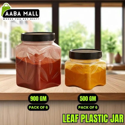 18 Leaf Plastic Jar Set – Premium Airtight Food Storage Containers | 6 Jars (900GM), 6 Jars (500GM), 6 Jars (250GM)