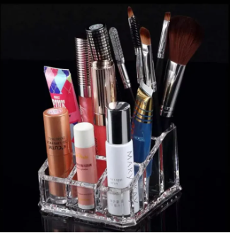 Clear acrylic lipstick holder and cosmetic display stand