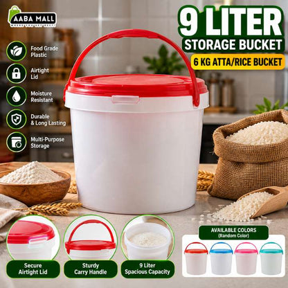 9 liter airtight flour and rice storage bucket with scoop food grade dry food storage container for kitchen pantry organization