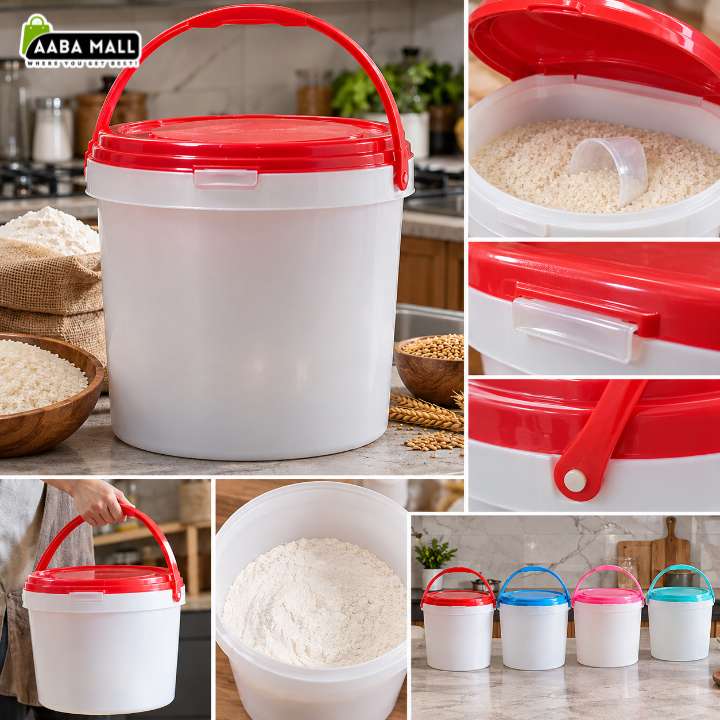 9 liter airtight flour and rice storage bucket with scoop food grade dry food storage container for kitchen pantry organization
