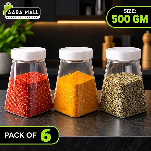 AABA MALL Pyramid 500 GM Plastic Jar With White Cap 