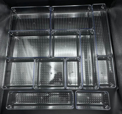 New Elegant Clear Acrylic Drawer Organizer for Kitchen, Jewelry, Makeup, Office & Bathroom ? Space-Saving Multi-Purpose Storage Divider