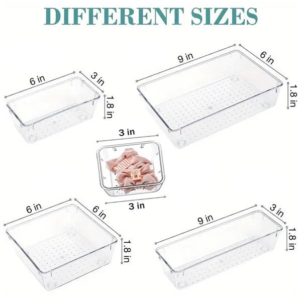 New Elegant Clear Acrylic Drawer Organizer for Kitchen, Jewelry, Makeup, Office & Bathroom ? Space-Saving Multi-Purpose Storage Divider