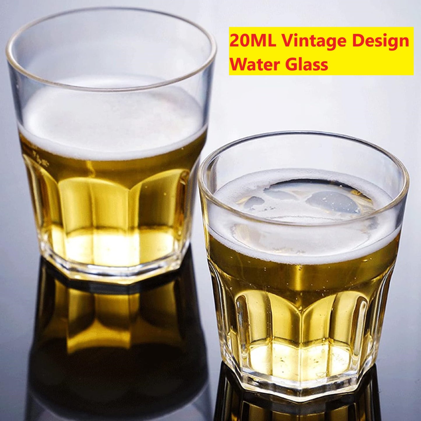 (Pack of 6) - 220ML Transparent Vintage Design Water Glass