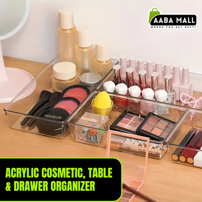 Acrylic Drawer Organizer | Multi-Purpose Storage Divider for Kitchen, Jewelry, Makeup, Office & Bathroom – Clear Acrylic Organizer Box
