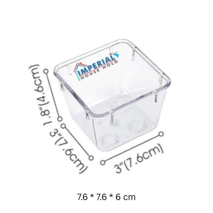 Clear plastic container with dimensions labeled on a white background, featuring the Imperial Household logo.