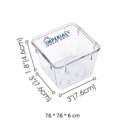 Clear plastic container with dimensions labeled on a white background, featuring the Imperial Household logo.