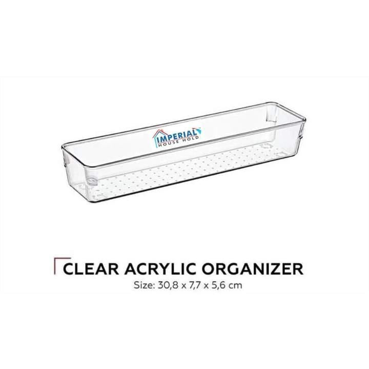 Clear acrylic organizer with Imperial House Hold logo on a white background