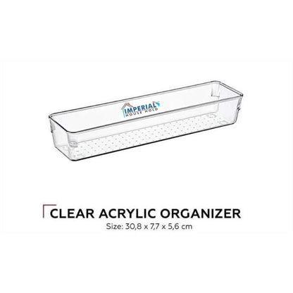 Clear acrylic organizer with Imperial House Hold logo on a white background