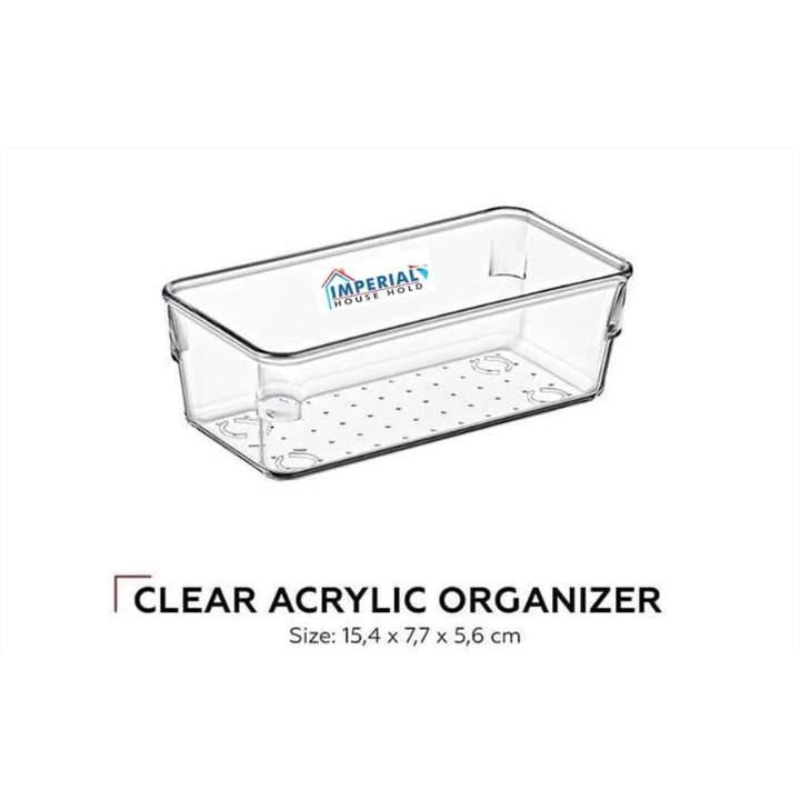 Clear acrylic organizer with Imperial brand logo on a white background