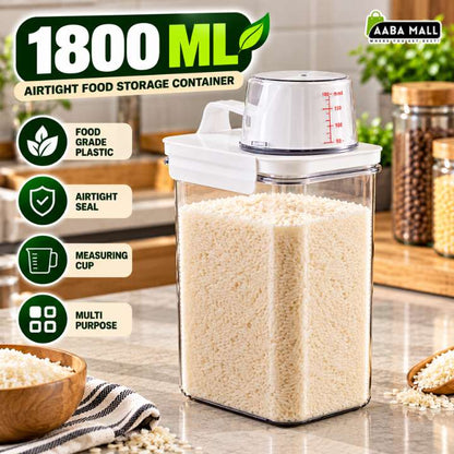 Airtight food storage container with measuring cup and lid clear laundry detergent dispenser washing powder storage box available in 1100ML 1800ML and 2300ML sizes