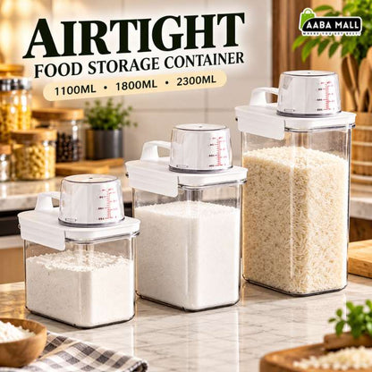 Airtight food storage container with measuring cup and lid clear laundry detergent dispenser washing powder storage box available in 1100ML 1800ML and 2300ML sizes