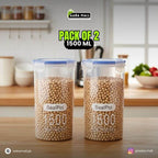 Airtight Food Storage Jar (Pack of 2/3) Multicolor | Lock & Lock Lid | Food Jar for Pulses, Cereal, Dry Fruits & Snacks (1000ML & 600ML)