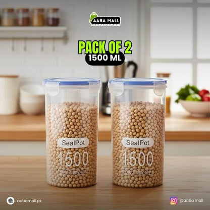 Airtight Food Storage Jar (Pack of 2/3) Multicolor | Lock & Lock Lid | Food Jar for Pulses, Cereal, Dry Fruits & Snacks (1000ML & 600ML)