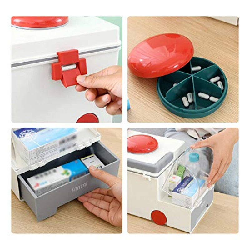 Plastic medical storage container with handle