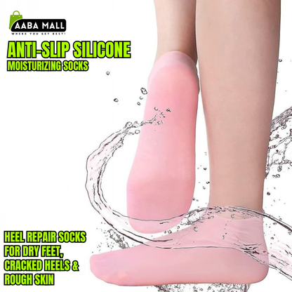 Anti-slip silicone moisturizing socks for cracked heels