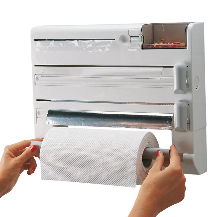 Wall-Mounted Kitchen Roll Holder Roll Holder - Foil and Paper 4-in-1