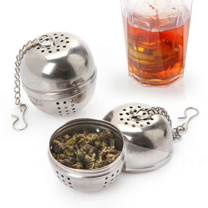 5cm BALL Silver Elegant Stainless Steel Tea Strainer Mesh Filter Infuser – Chain Style for Loose Leaf Tea & Mulling Spices
