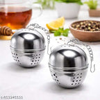 5cm BALL Silver Elegant Stainless Steel Tea Strainer Mesh Filter Infuser – Chain Style for Loose Leaf Tea & Mulling Spices