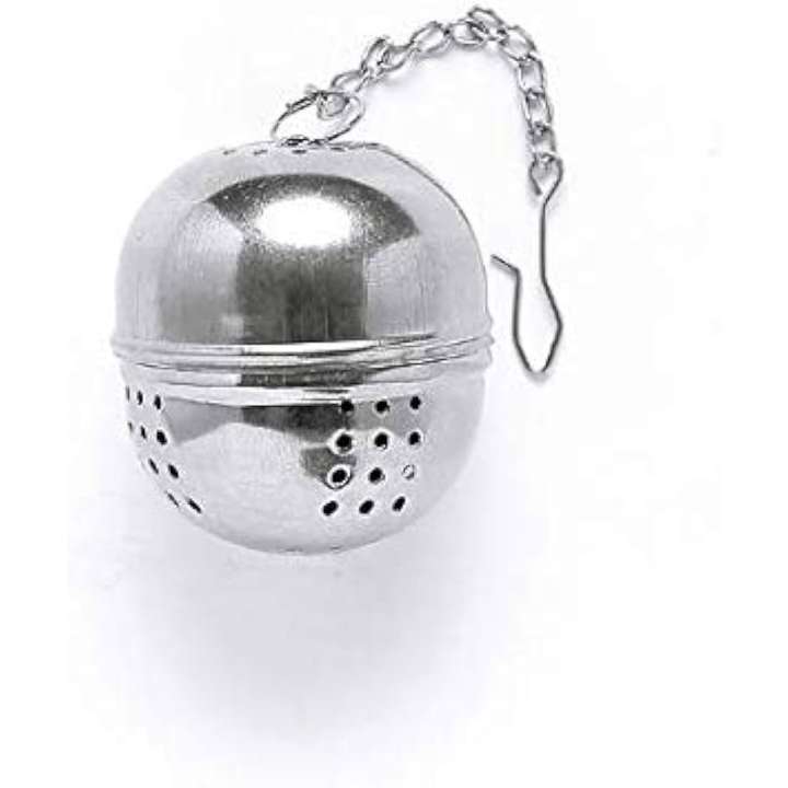 5cm BALL Silver Elegant Stainless Steel Tea Strainer Mesh Filter Infuser – Chain Style for Loose Leaf Tea & Mulling Spices