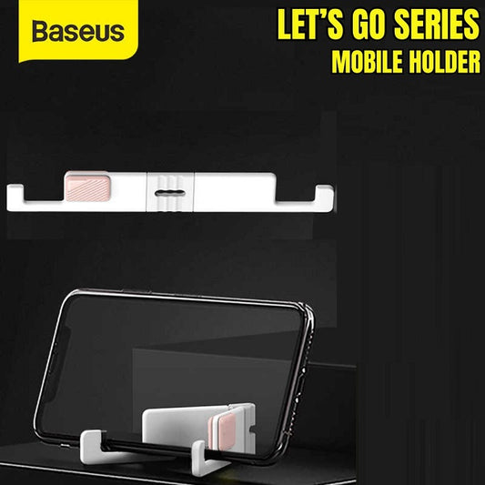 BASEUS Lets go Series Portable Mini Foldable Mobile Holder Desktop Stand for phone & Tablets - white pink