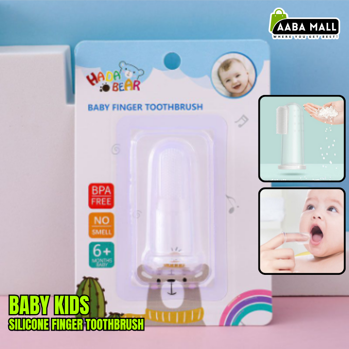 Soft silicone baby finger toothbrush with storage box