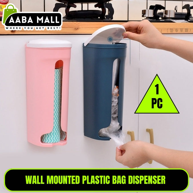 Grocery and trash bag organizer box on wall